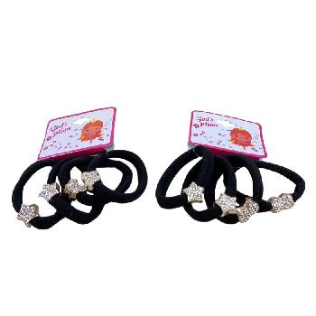 4pc Elastic Hairbands with Assorted Rhinestone Accents